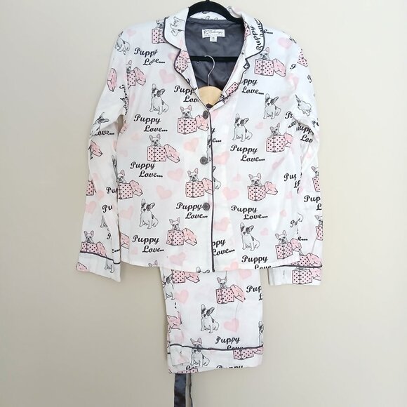 PJ Salvage 2 Piece Puppy Love Dog Print Pajama Set Size Medium - Picture 1 of 4